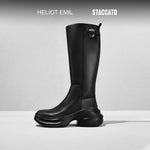 Load image into Gallery viewer, ST X Heliot Emil Black Platform Leather High Knee Boots
