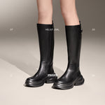 Load image into Gallery viewer, ST X Heliot Emil Black Platform Leather High Knee Boots
