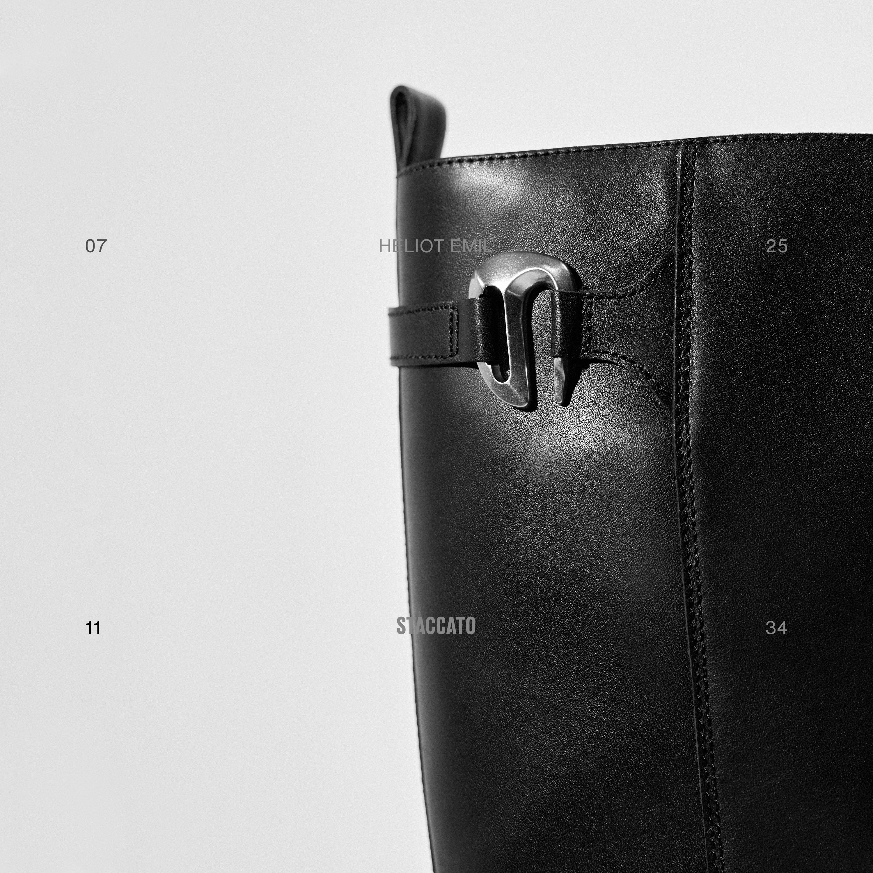 ST X Heliot Emil Black Platform Leather High Knee Boots