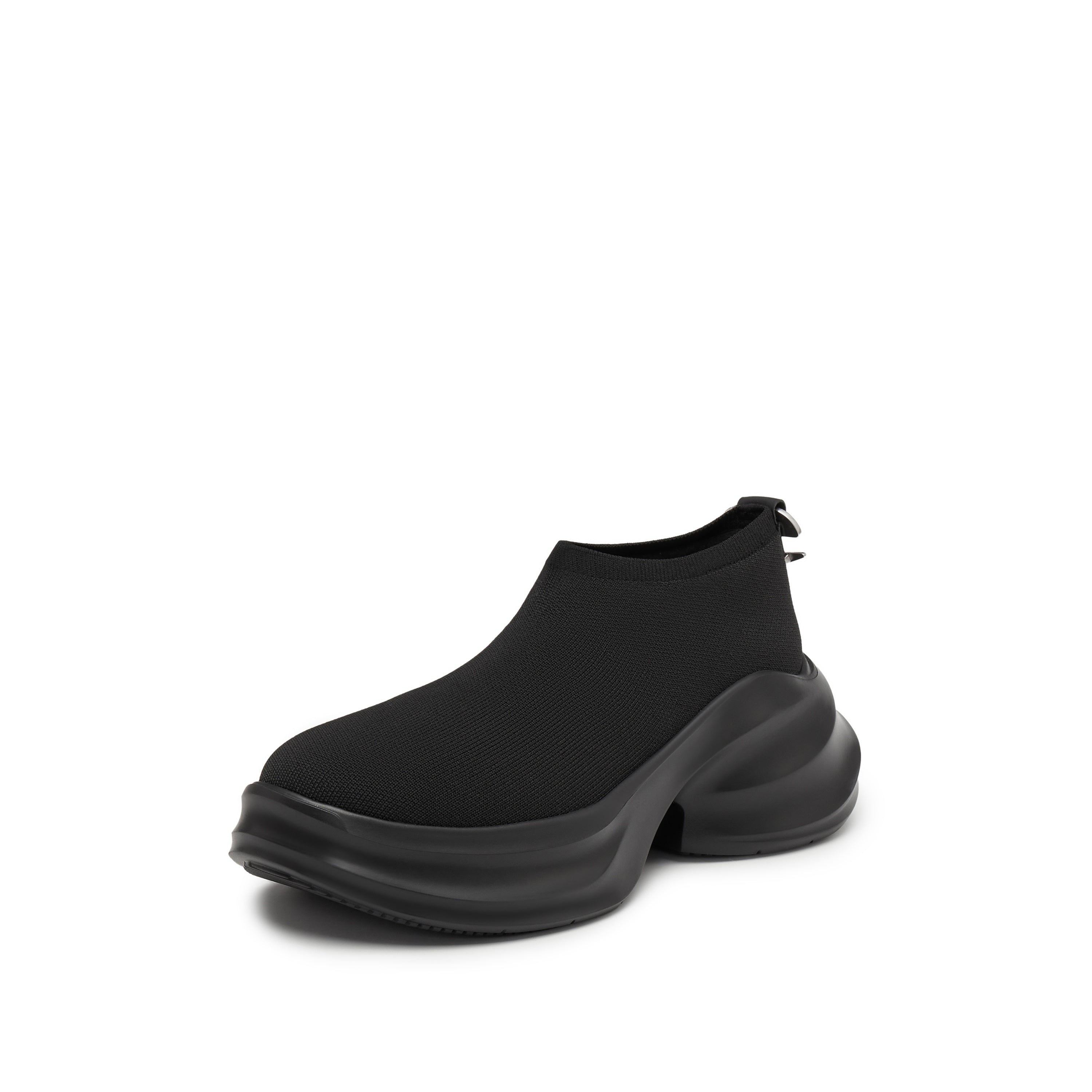 ST X Heliot Emil Black Knitted Slip On Platform Sneakers