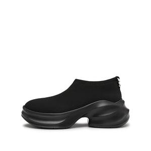 ST X Heliot Emil Black Knitted Slip On Platform Sneakers