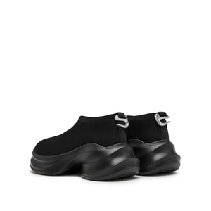 ST X Heliot Emil Black Knitted Slip On Platform Sneakers