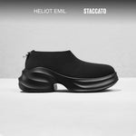 Load image into Gallery viewer, ST X Heliot Emil Black Knitted Slip On Platform Sneakers
