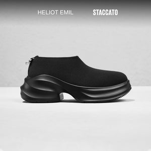 ST X Heliot Emil Black Knitted Slip On Platform Sneakers