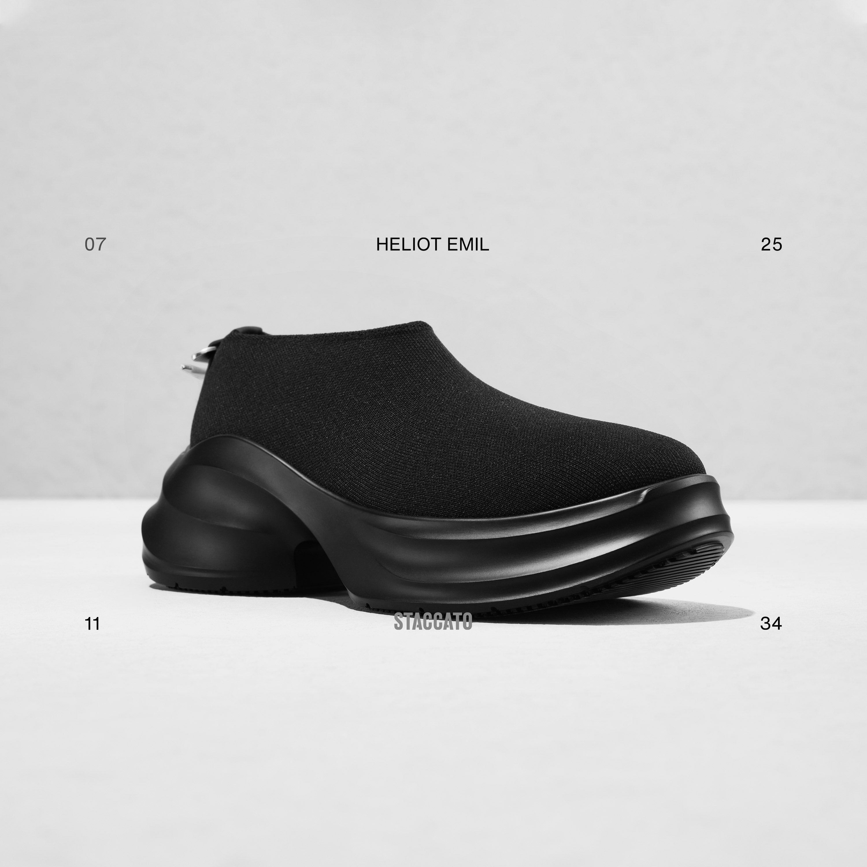 ST X Heliot Emil Black Knitted Slip On Platform Sneakers