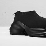 Load image into Gallery viewer, ST X Heliot Emil Black Knitted Slip On Platform Sneakers
