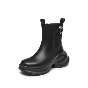 ST X Heliot Emil Black Platform Leather Charles Boots