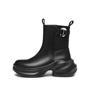 ST X Heliot Emil Black Platform Leather Charles Boots