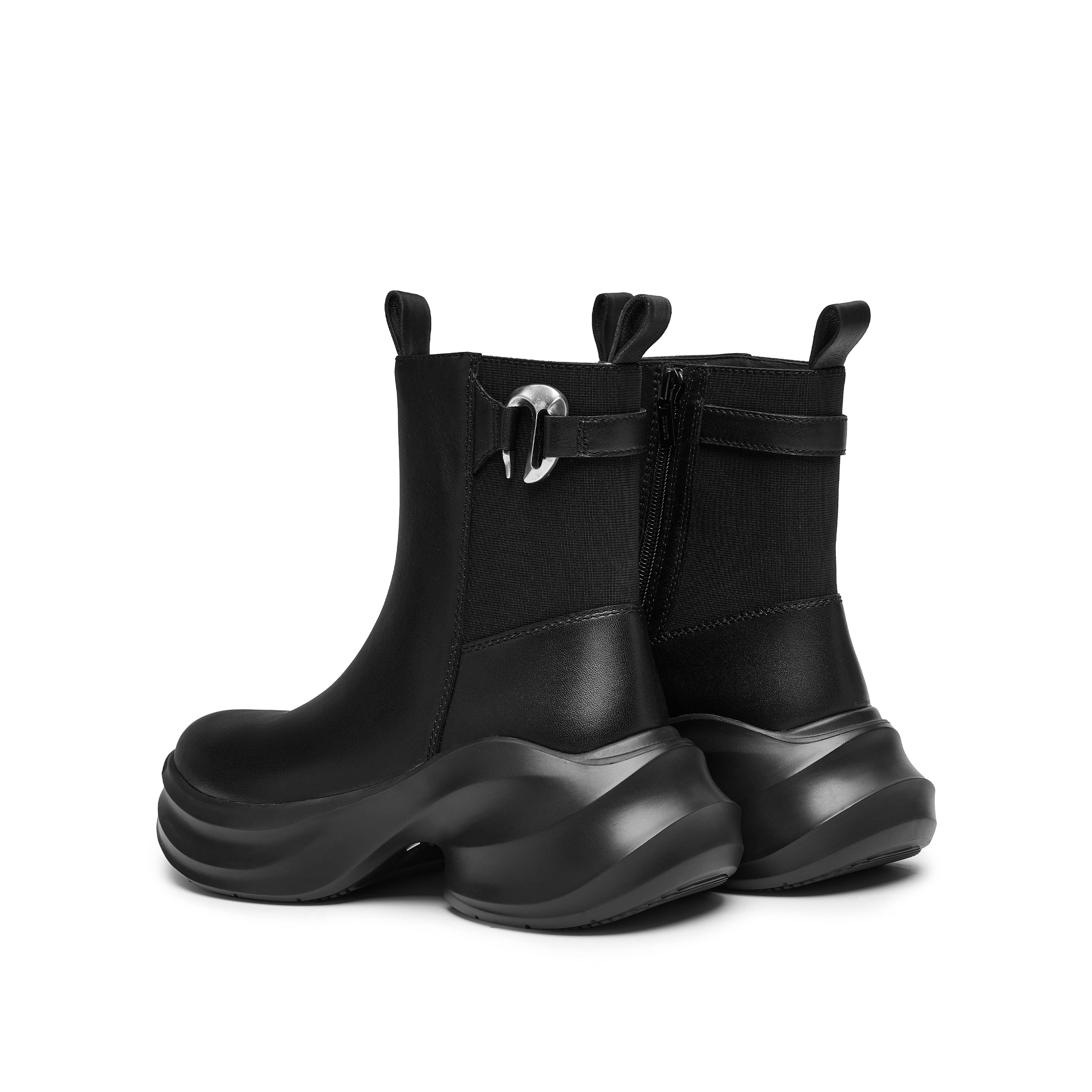 ST X Heliot Emil Black Platform Leather Charles Boots