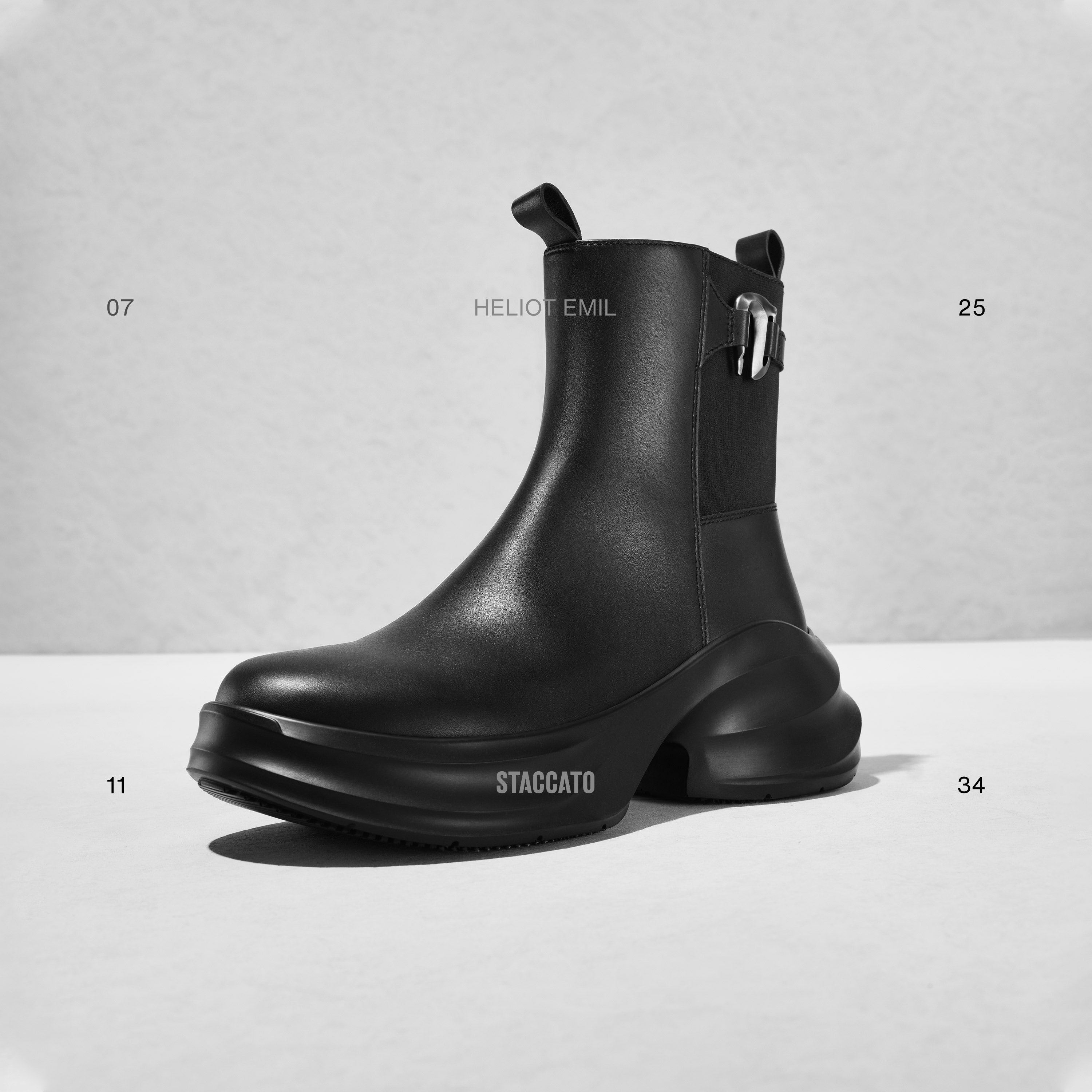 ST X Heliot Emil Black Platform Leather Charles Boots