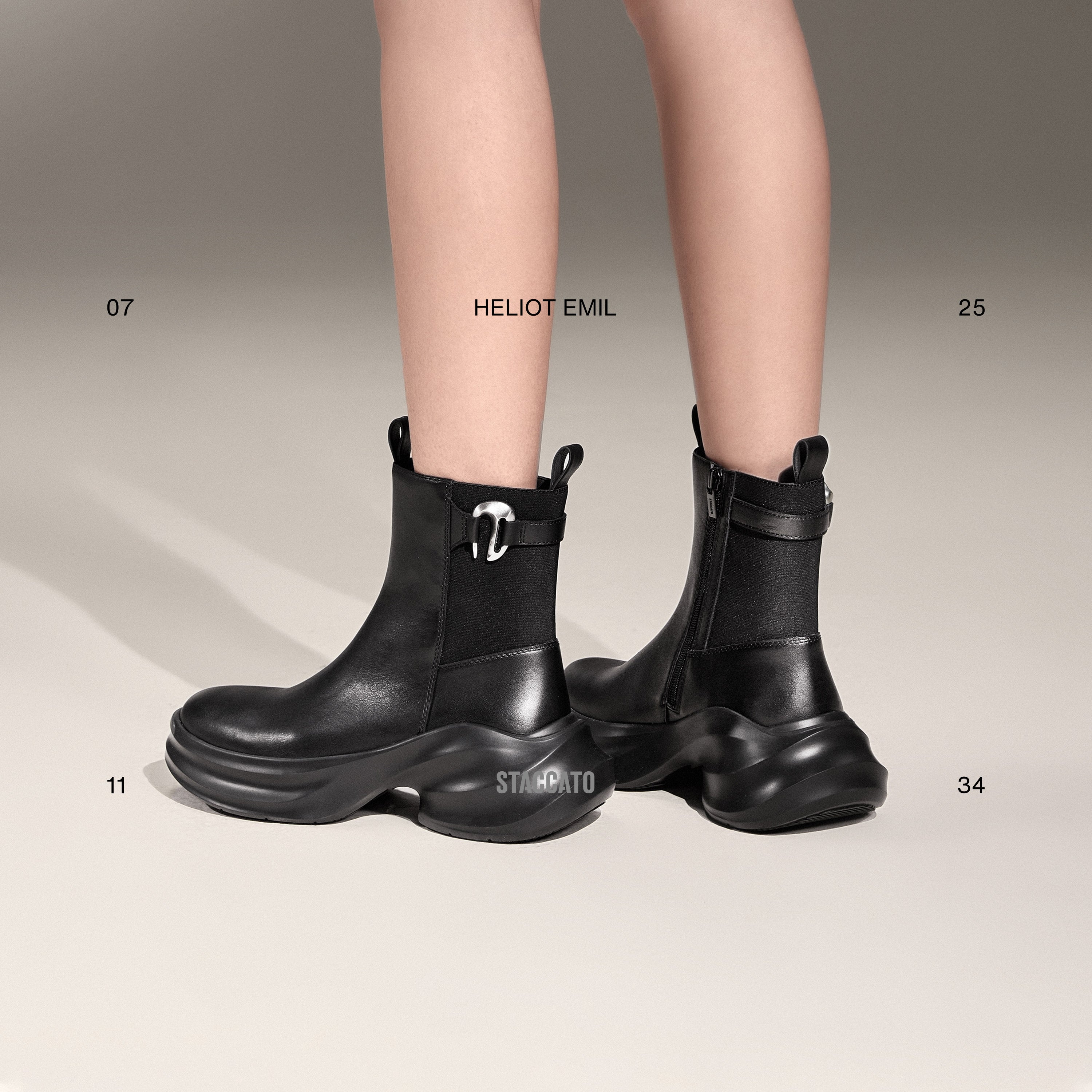 ST X Heliot Emil Black Platform Leather Charles Boots