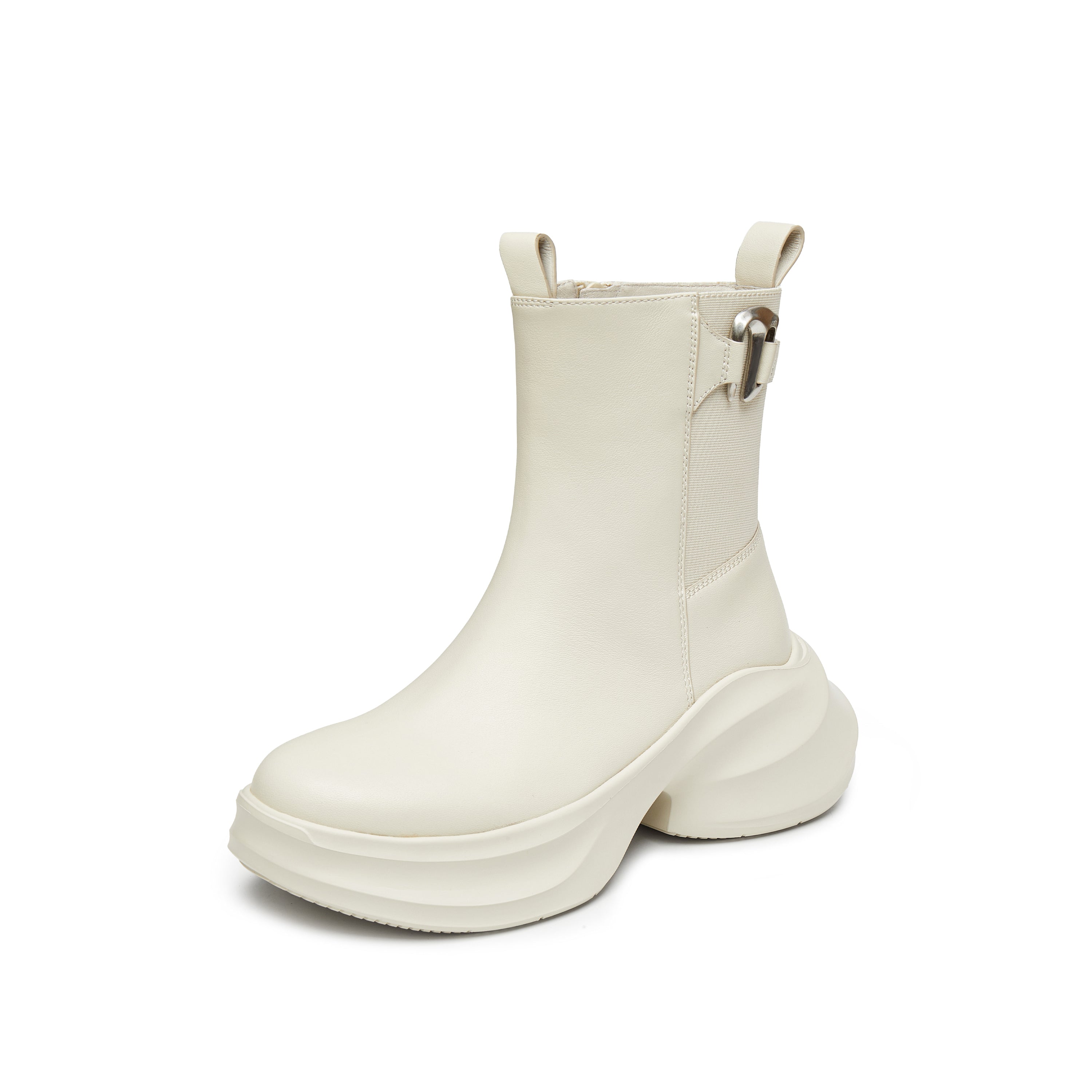 ST X Heliot Emil Beige Platform Leather Charles Boots