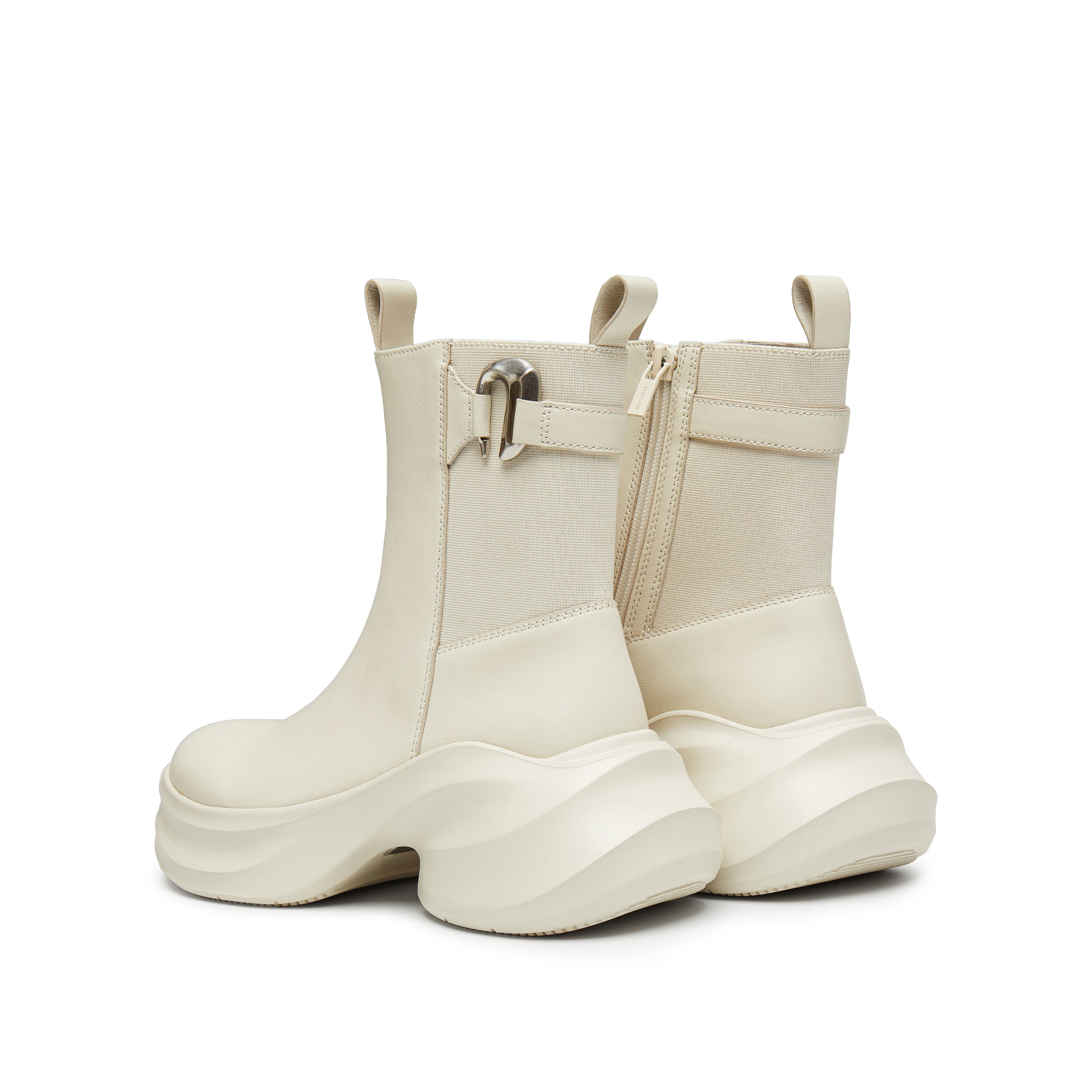 ST X Heliot Emil Beige Platform Leather Charles Boots