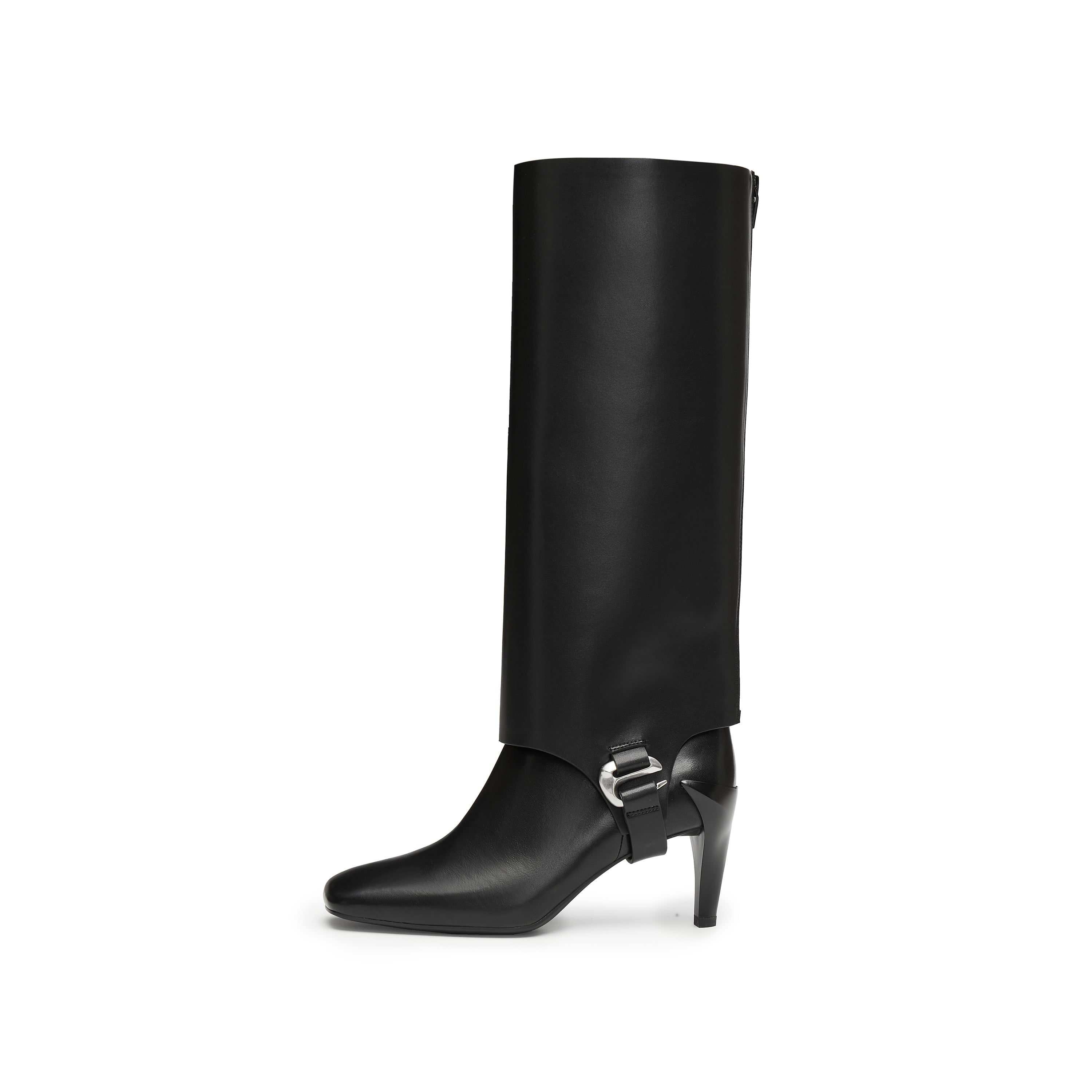 ST X Heliot Emil Removable Leather High Knee Heeled Boots