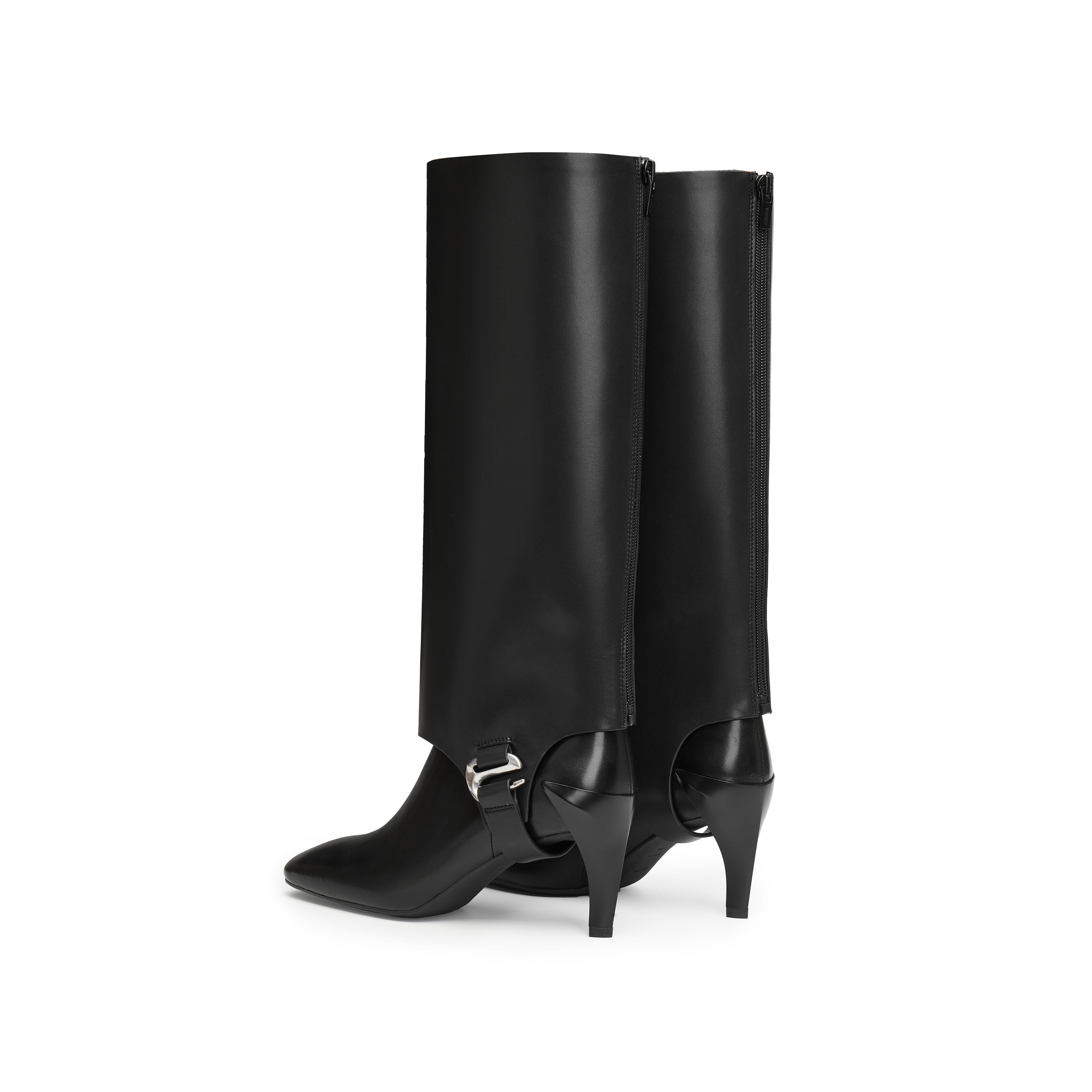 ST X Heliot Emil Removable Leather High Knee Heeled Boots