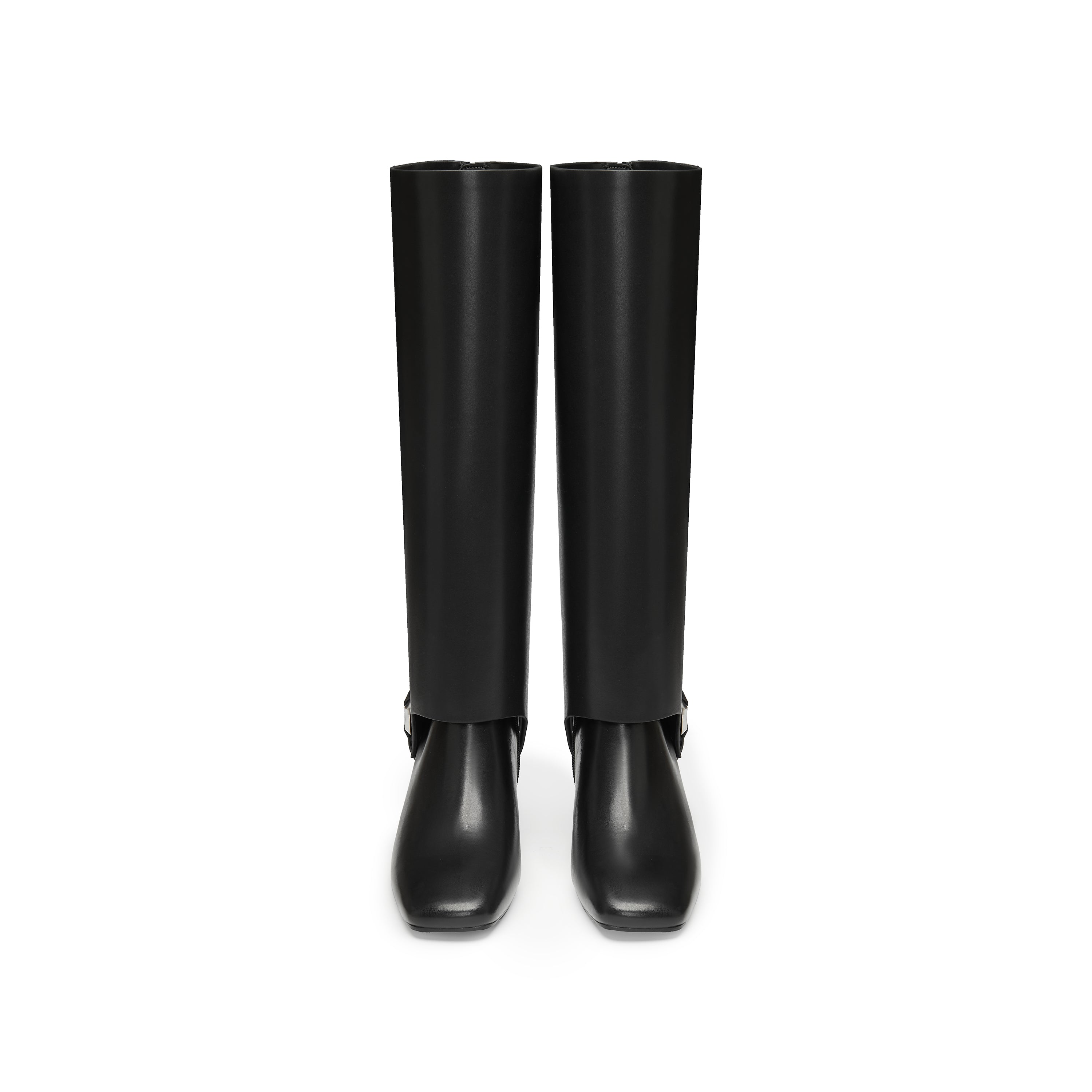 ST X Heliot Emil Removable Leather High Knee Heeled Boots