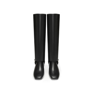 ST X Heliot Emil Removable Leather High Knee Heeled Boots