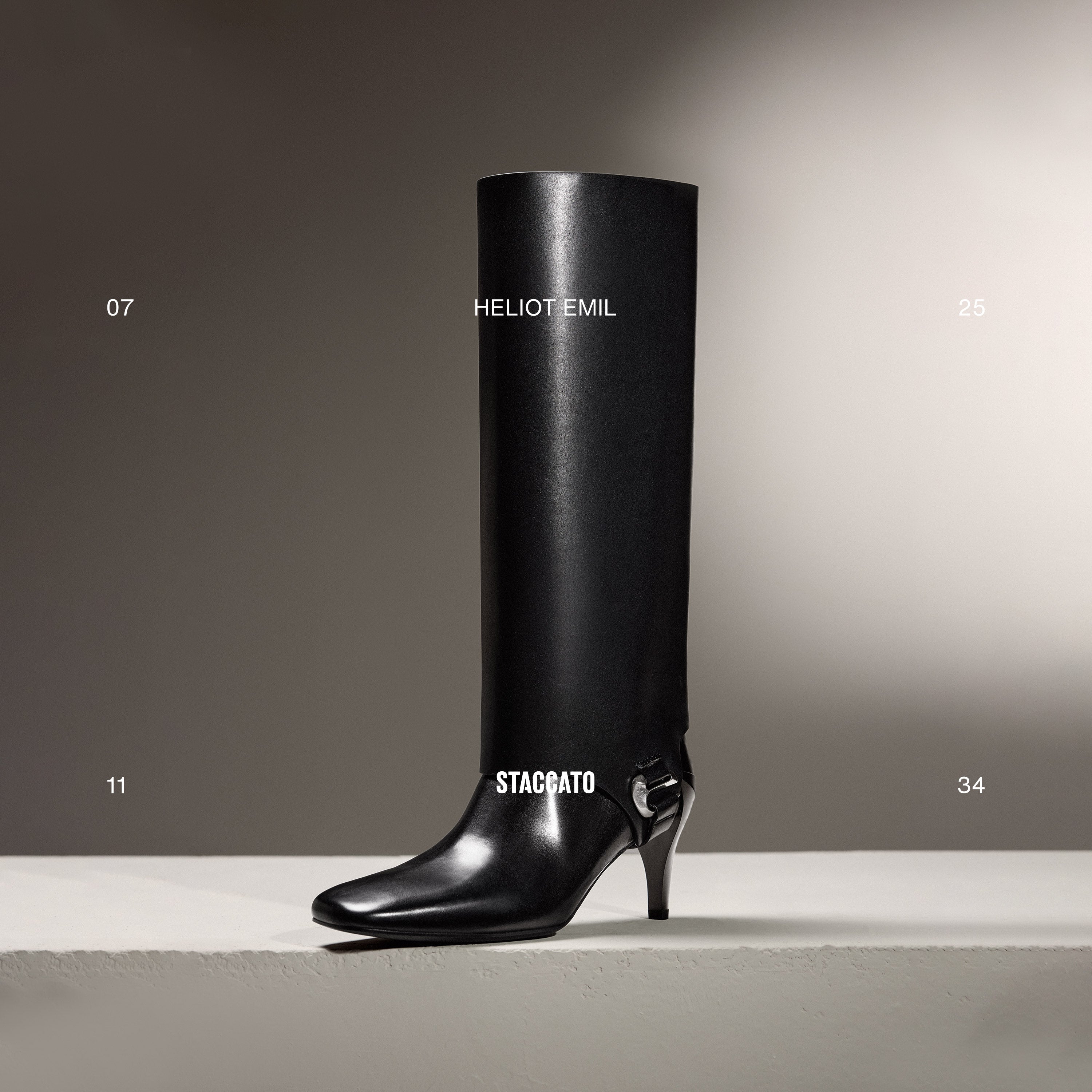 ST X Heliot Emil Removable Leather High Knee Heeled Boots