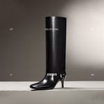 Load image into Gallery viewer, ST X Heliot Emil Removable Leather High Knee Heeled Boots
