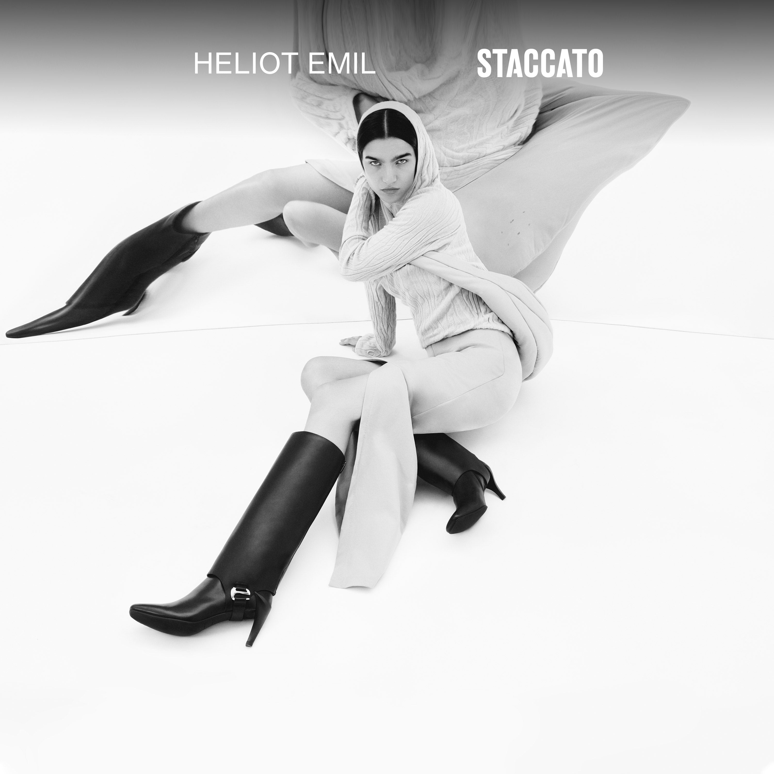 ST X Heliot Emil Removable Leather High Knee Heeled Boots