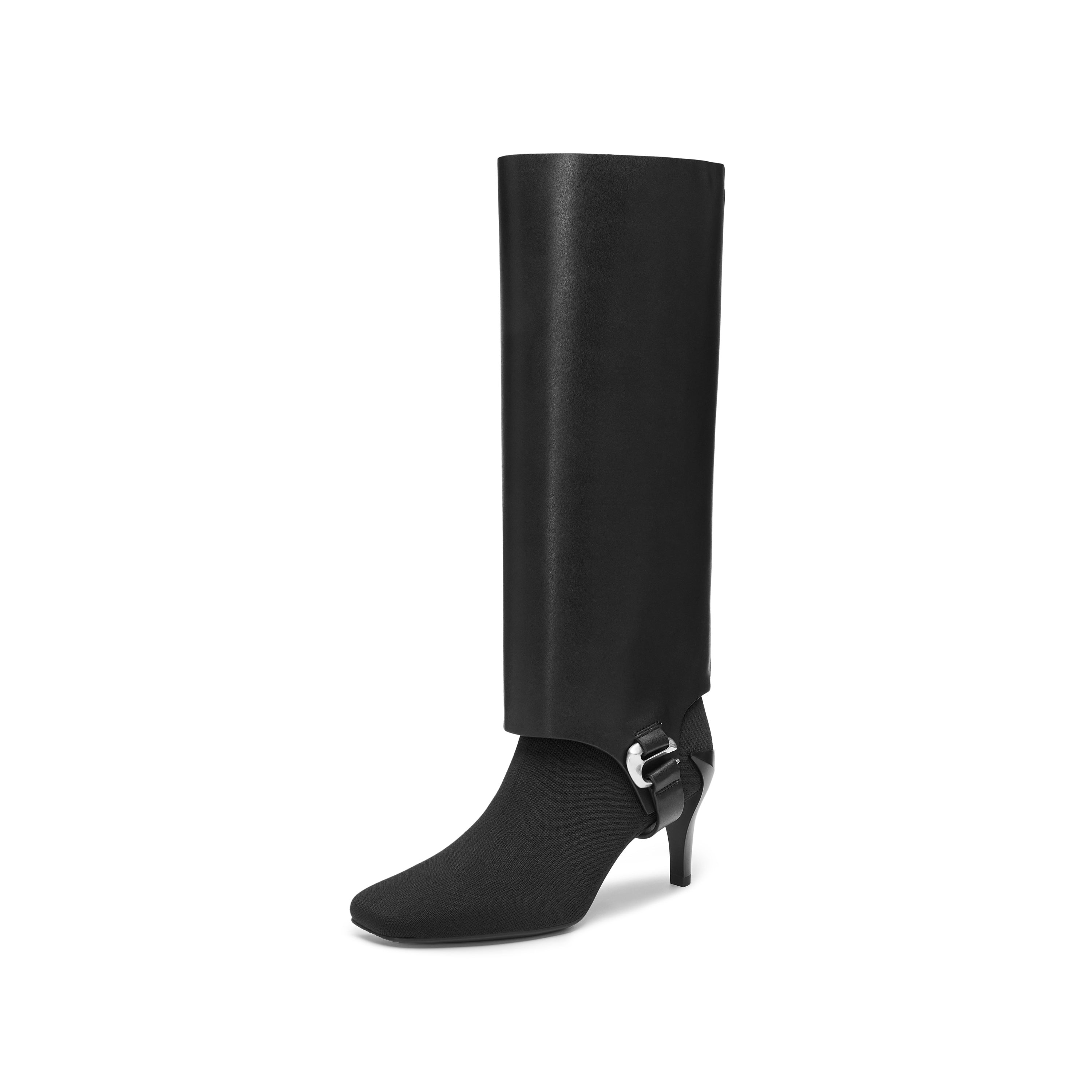 ST X Heliot Emil Removable Knitted High Knee Heeled Boots