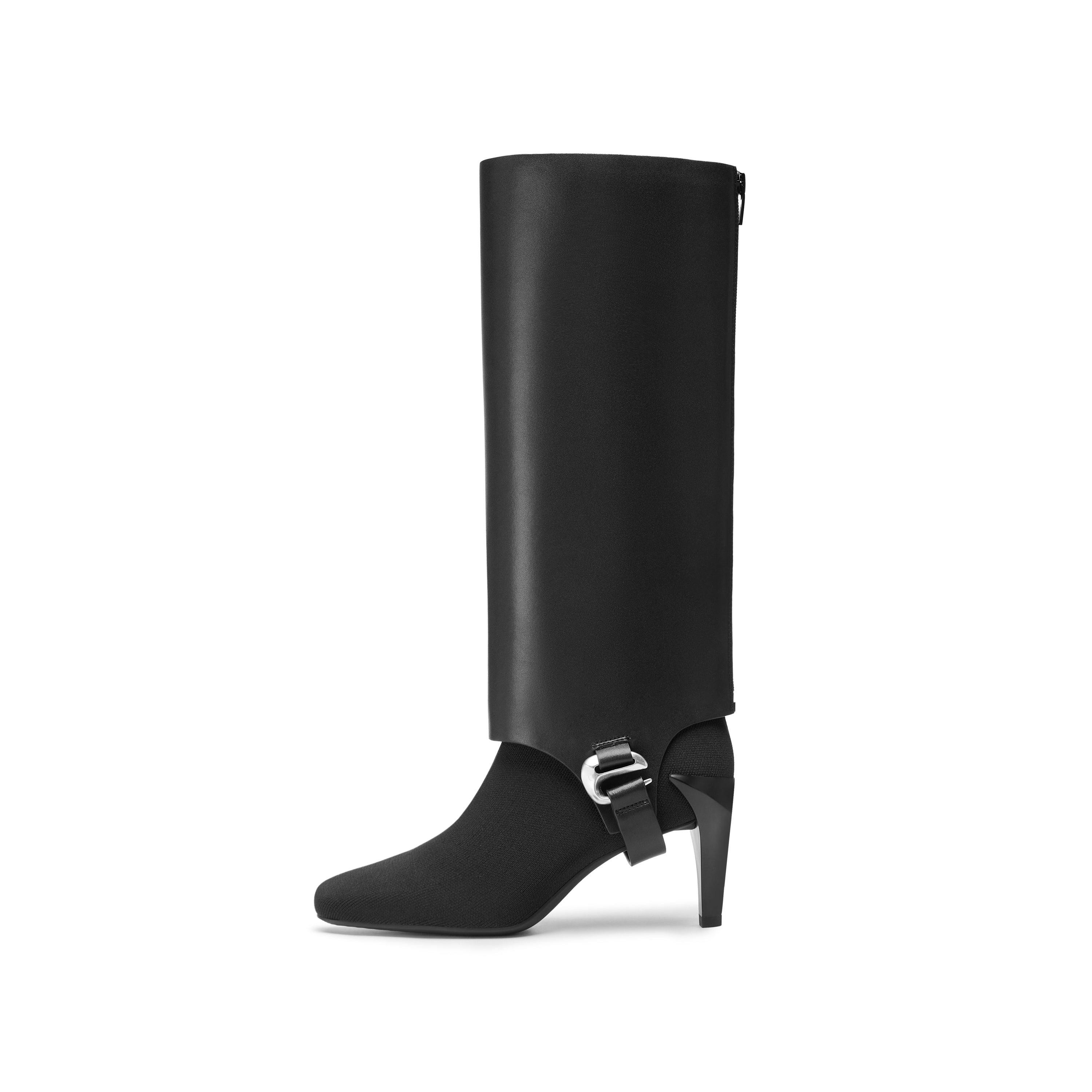 ST X Heliot Emil Removable Knitted High Knee Heeled Boots