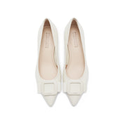 Beige ST Buckle Leather Workwear Pumps