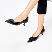 Beige ST Buckle Leather Workwear Pumps