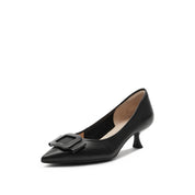 Black ST Buckle Leather Workwear Pumps