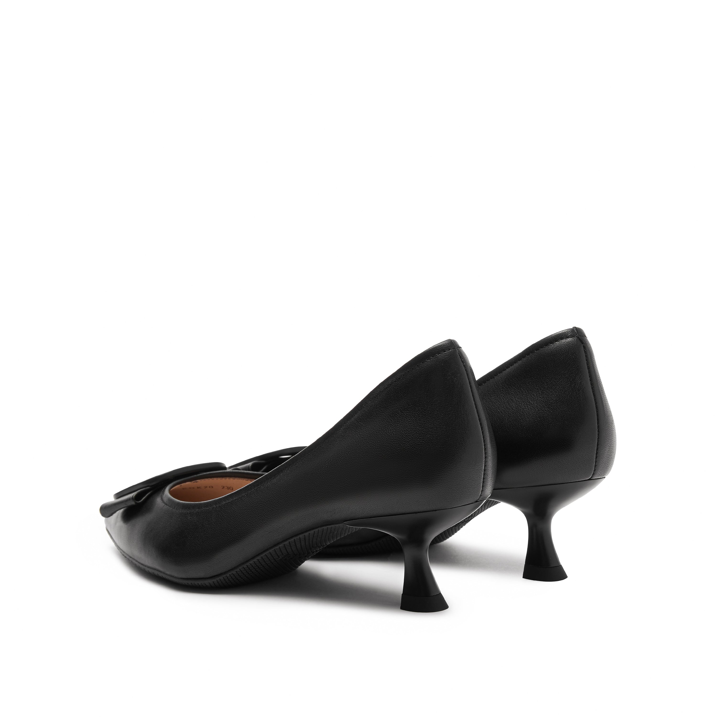 Black ST Buckle Leather Workwear Pumps