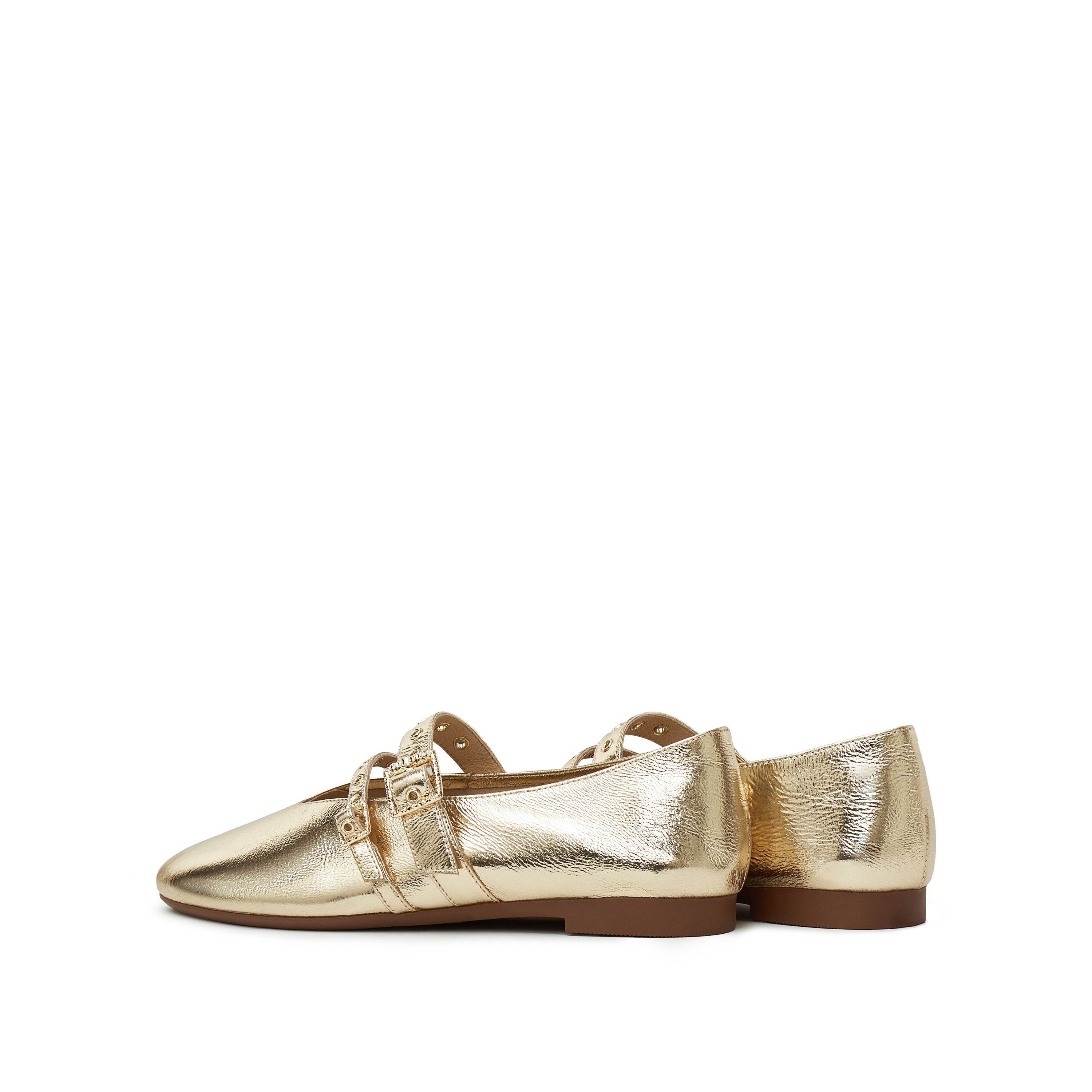 Gold Metallic Strappy Ballet Flats