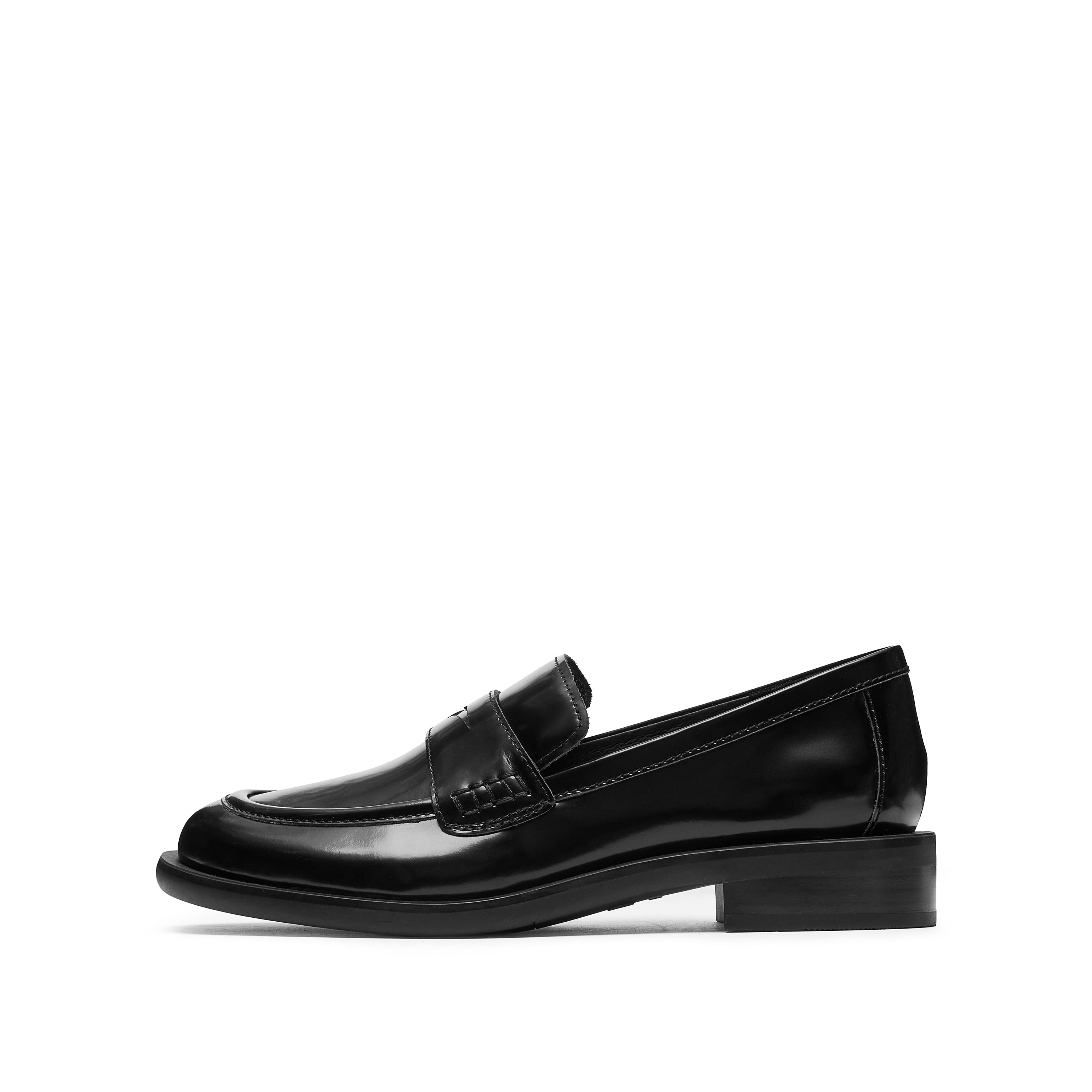 Black Leather Penny Loafers
