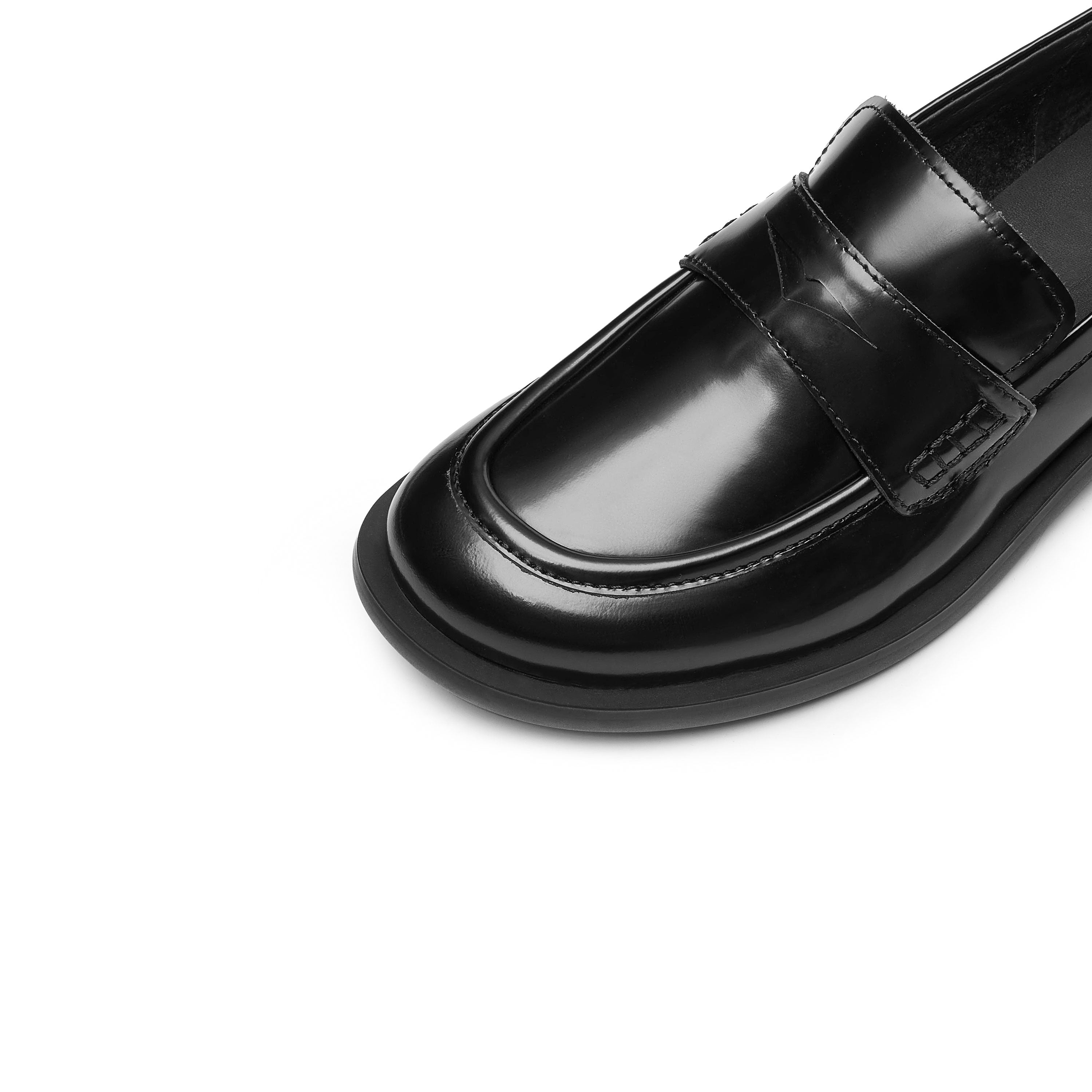 Black Leather Penny Loafers