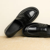 Black Leather Penny Loafers