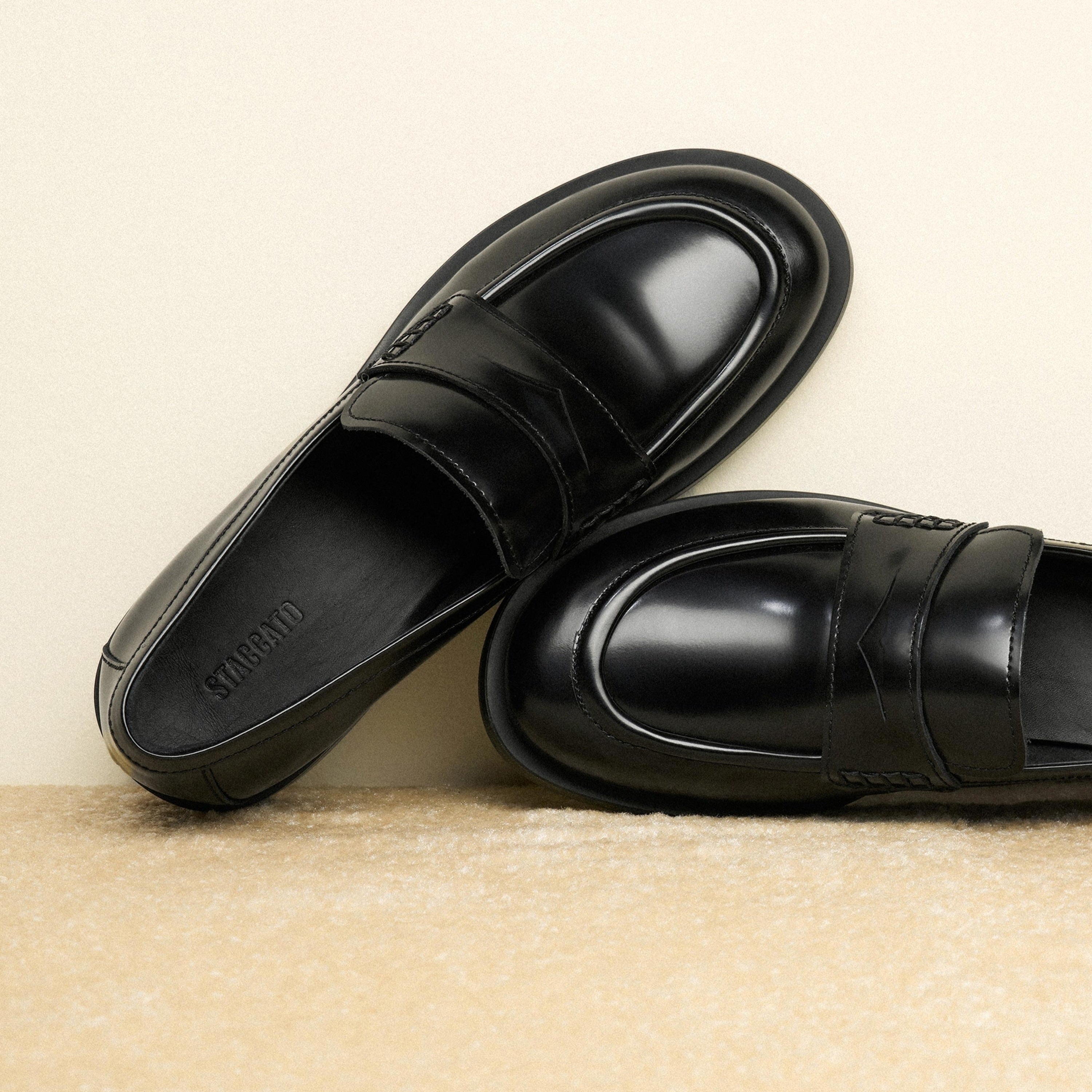 Black Leather Penny Loafers