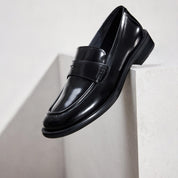 Black Leather Penny Loafers