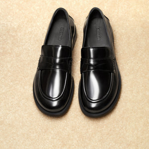 Black Leather Penny Loafers