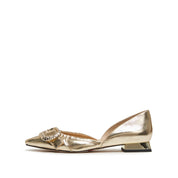Golden Metallic Buckle Pointy Vintage Flats