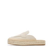 Beige Suede Slip On Espadrilles