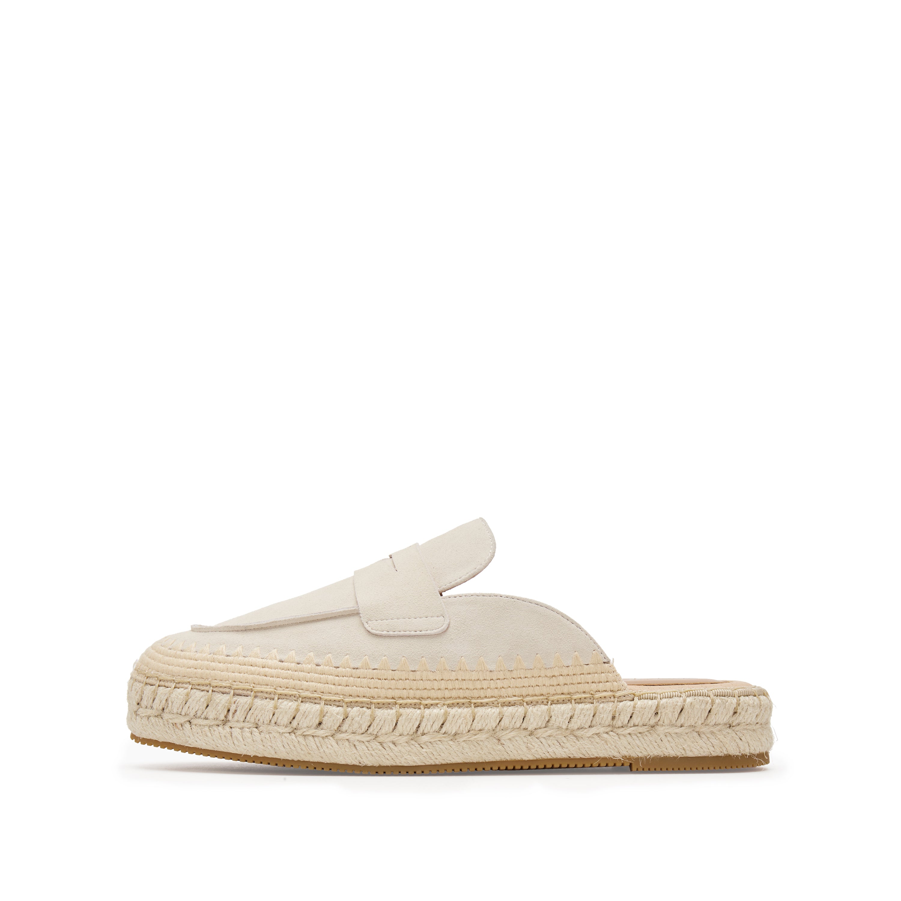 Beige Suede Slip On Espadrilles
