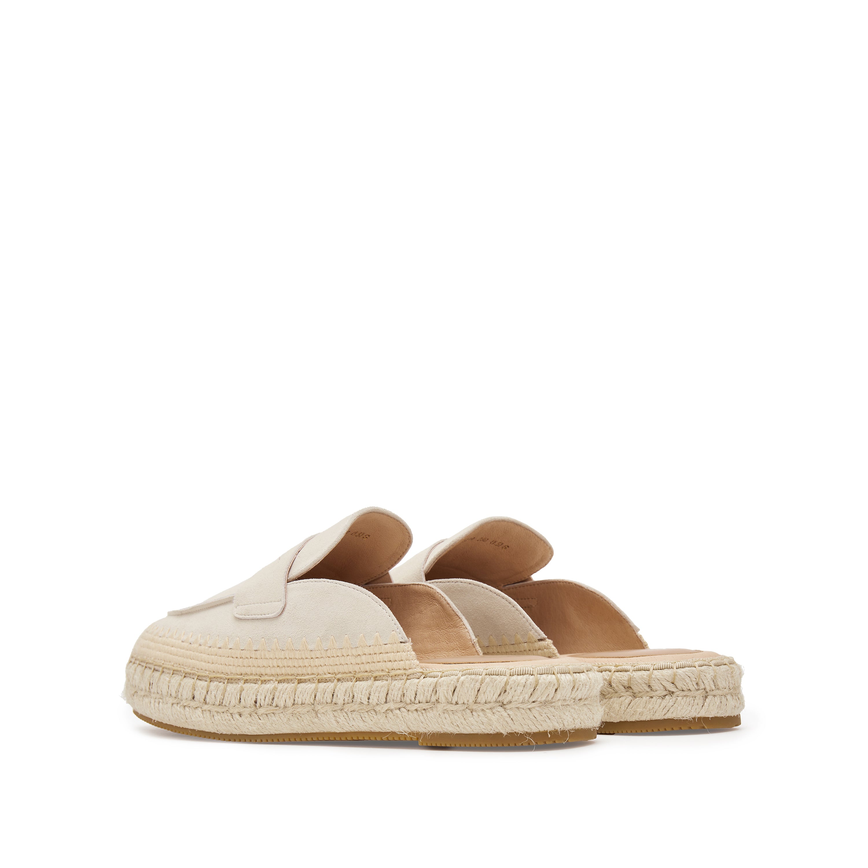 Beige Suede Slip On Espadrilles