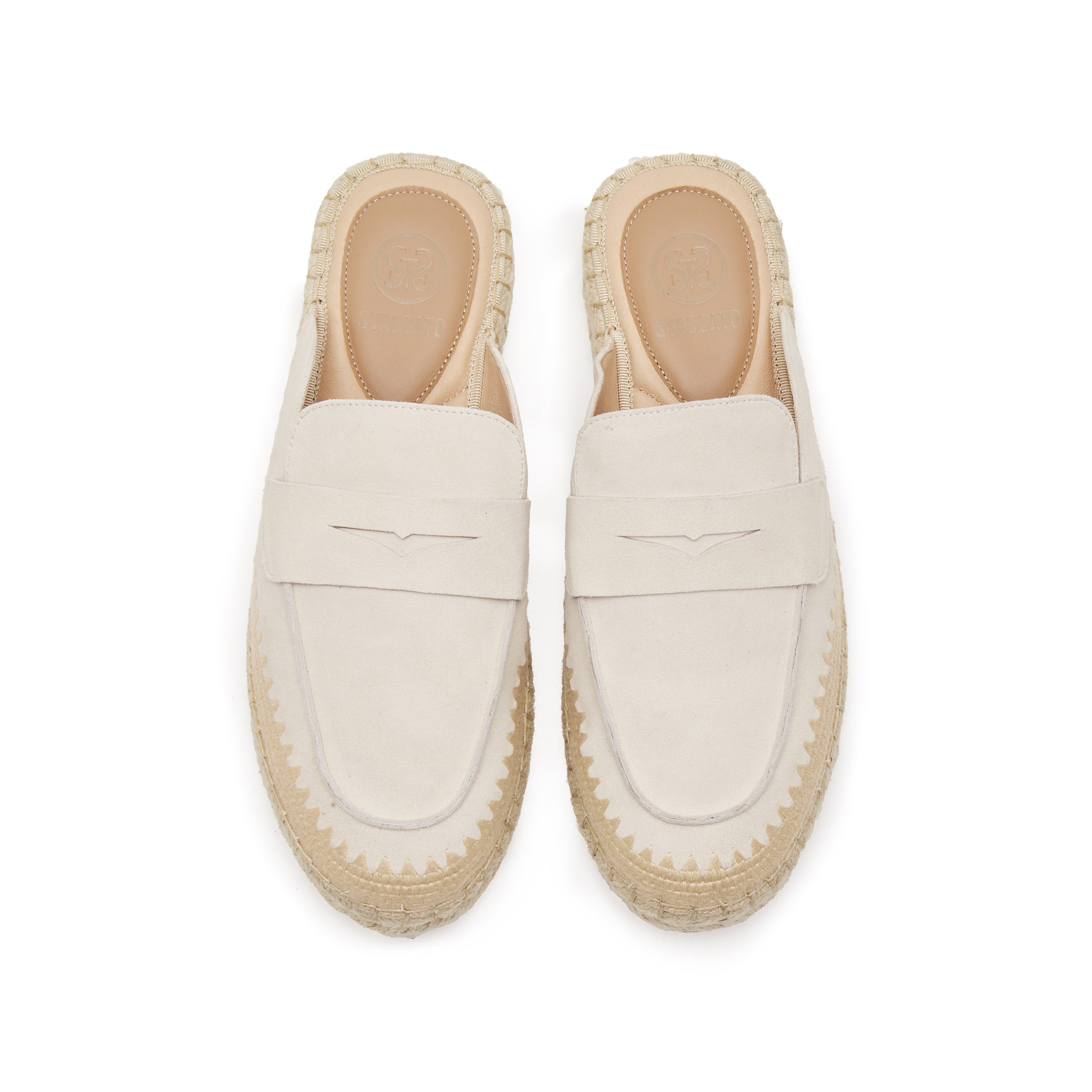Beige Suede Slip On Espadrilles