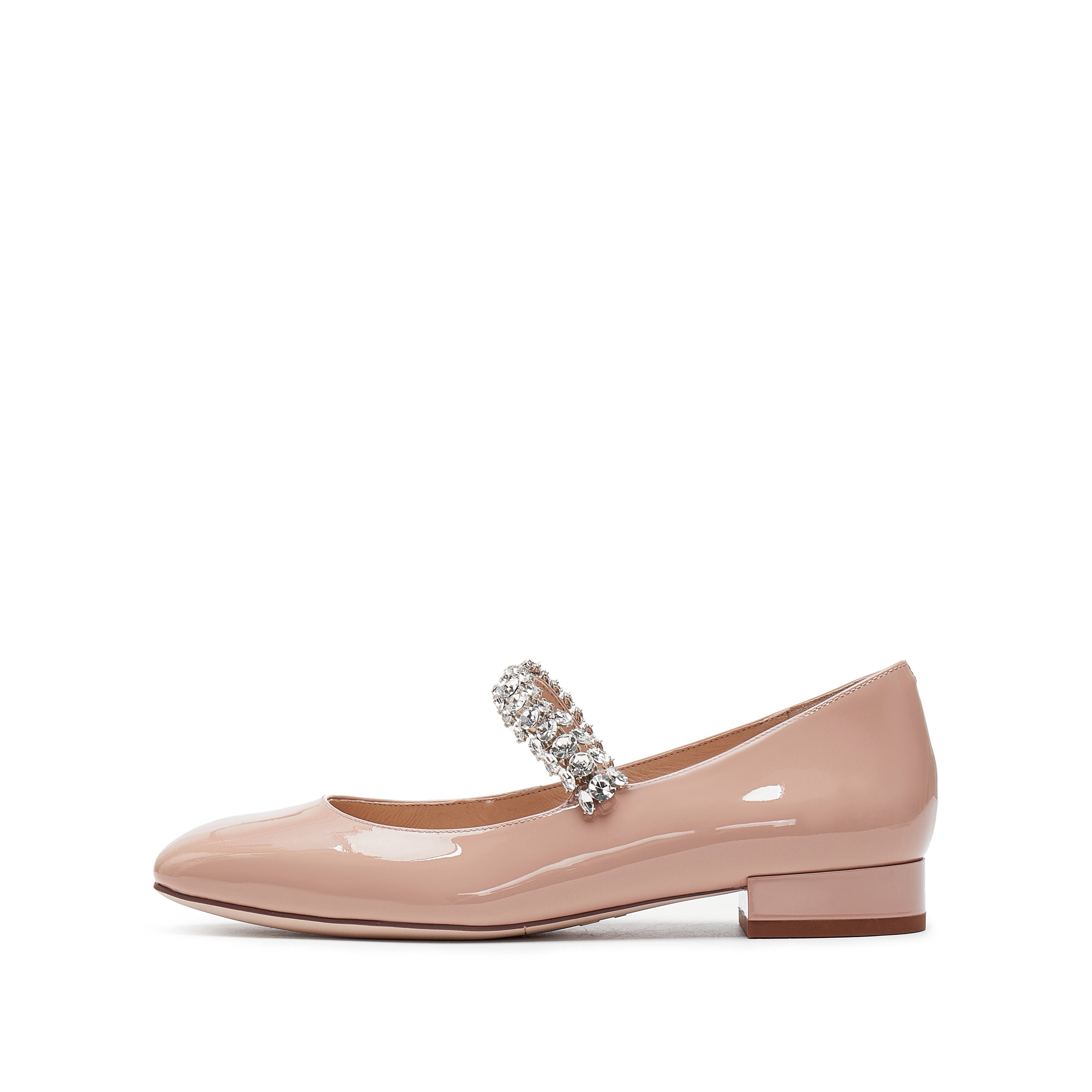 Pastel Patent Crystal Strap Mary Jane Flats