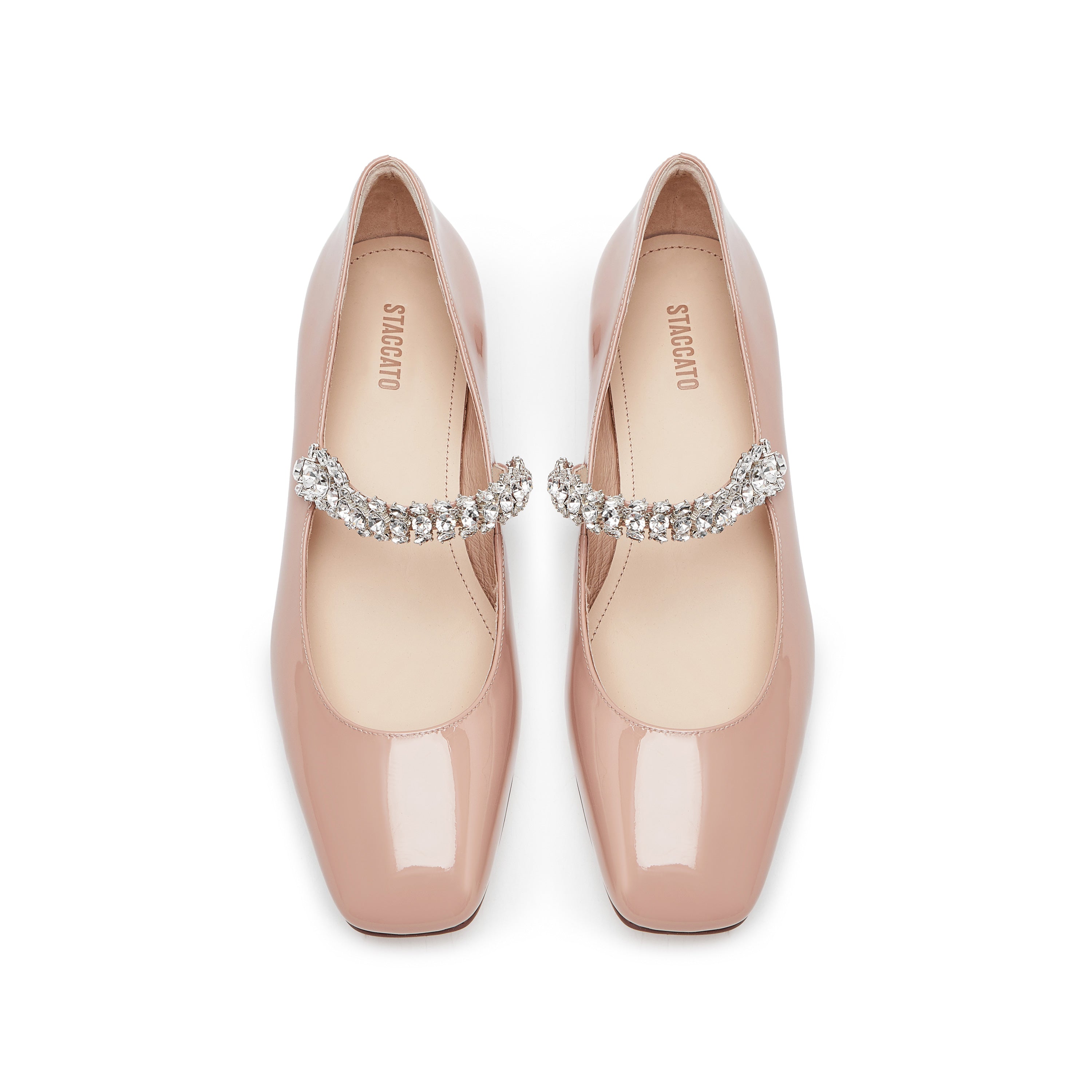 Pastel Patent Crystal Strap Mary Jane Flats