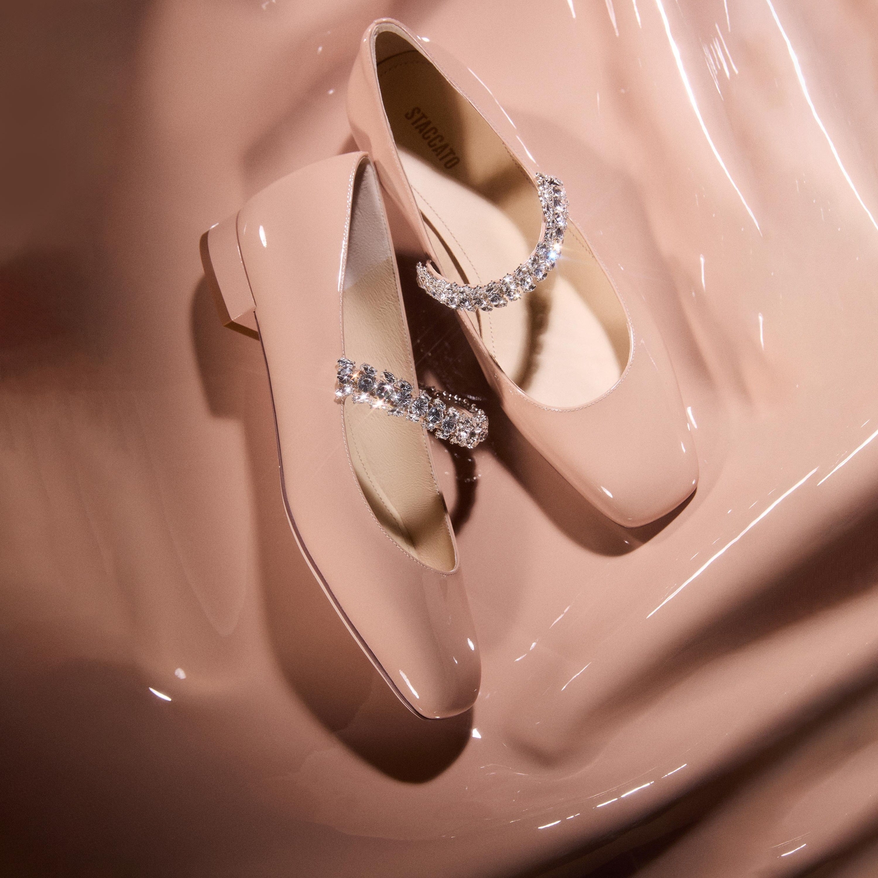 Pastel Patent Crystal Strap Mary Jane Flats