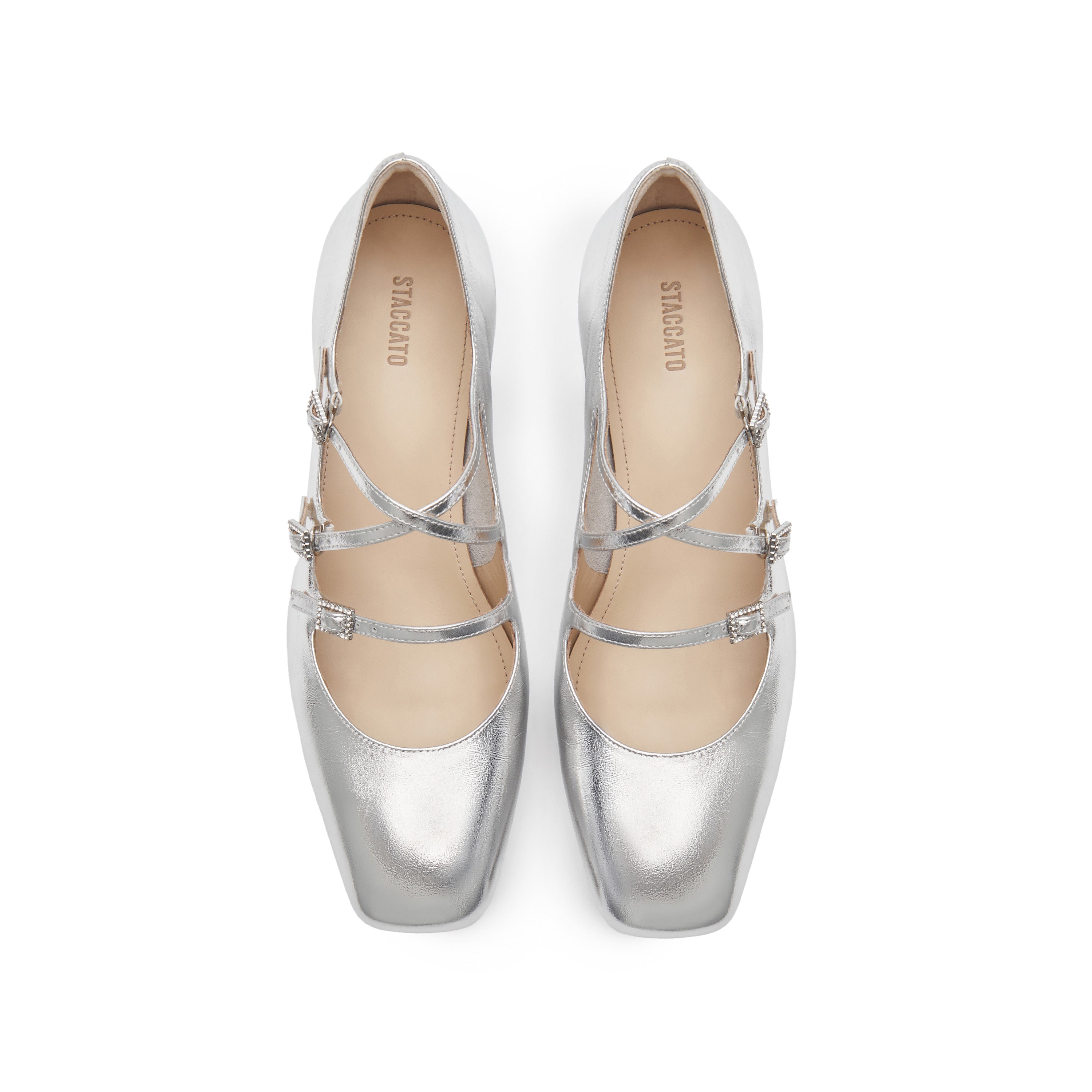 Silver Metallic Strappy Heeled Mary Jane