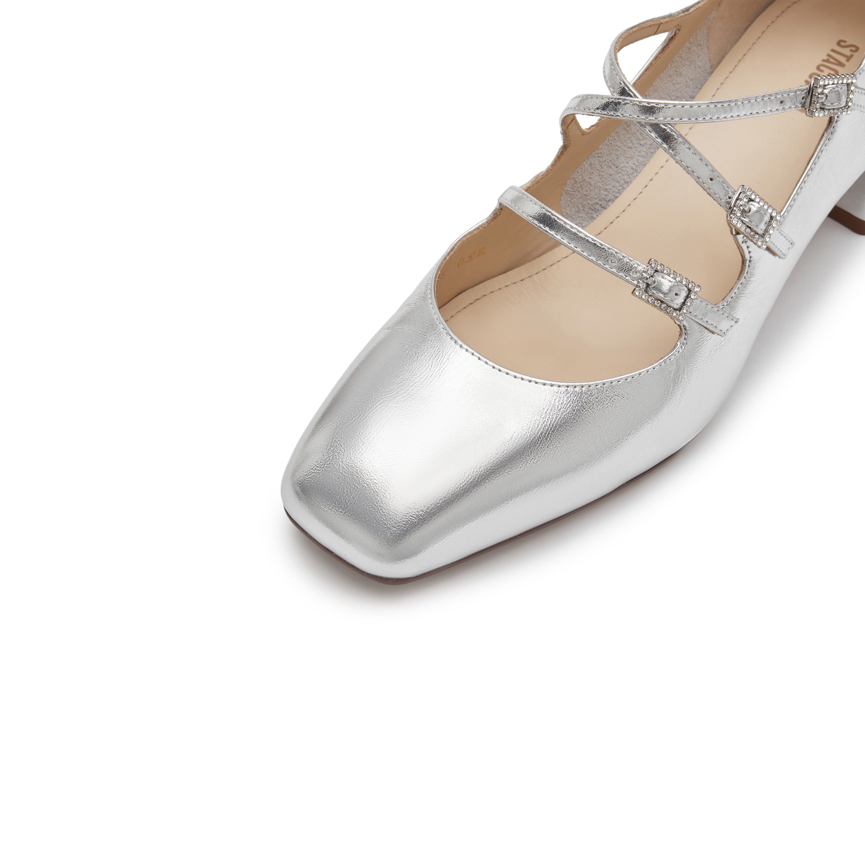 Silver Metallic Strappy Heeled Mary Jane