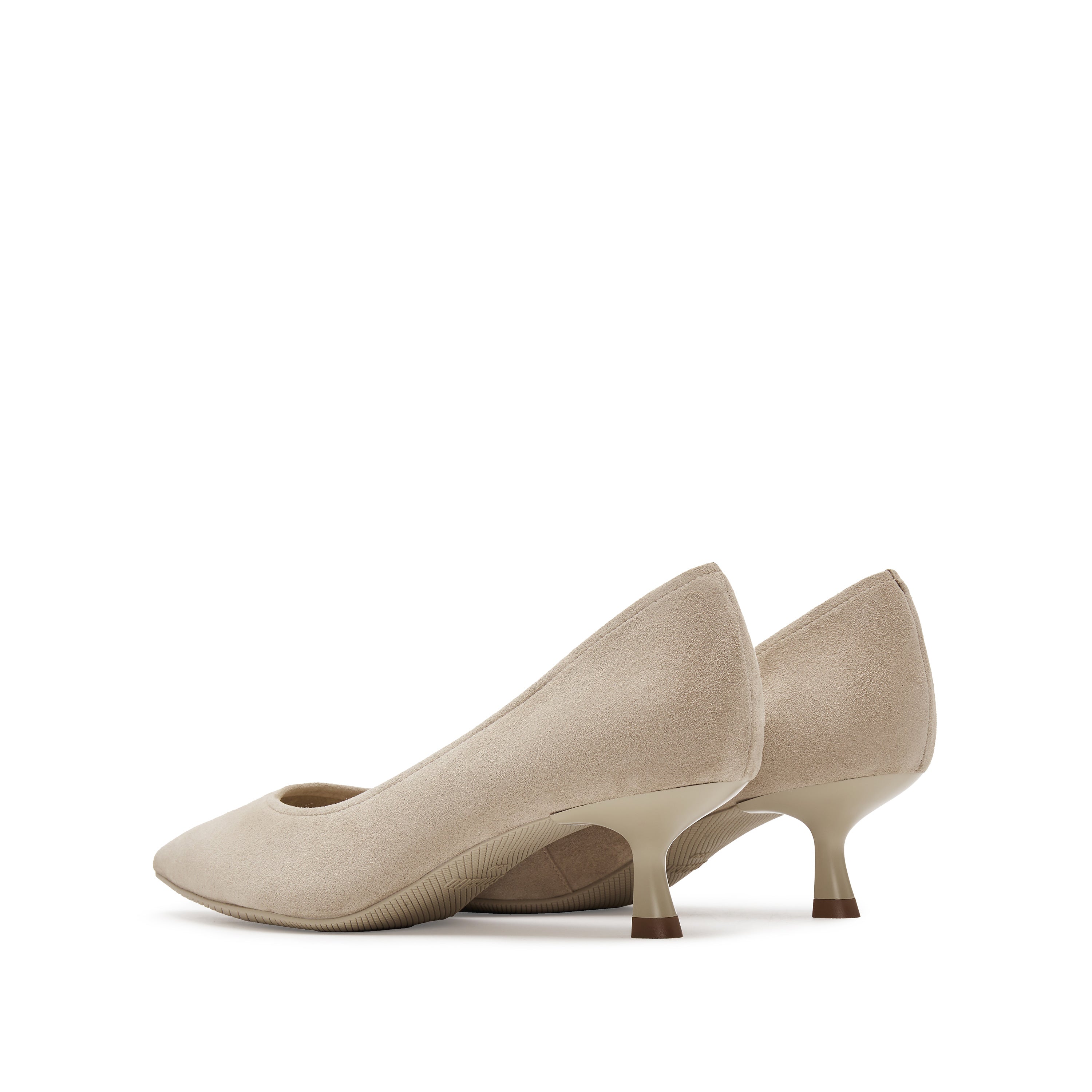 Grey Pointy Suede Pumps