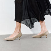 Grey Pointy Suede Pumps