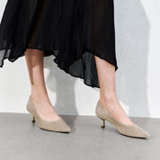 Grey Pointy Suede Pumps